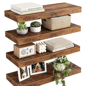 Rustic Brown Floating Wall Shelves